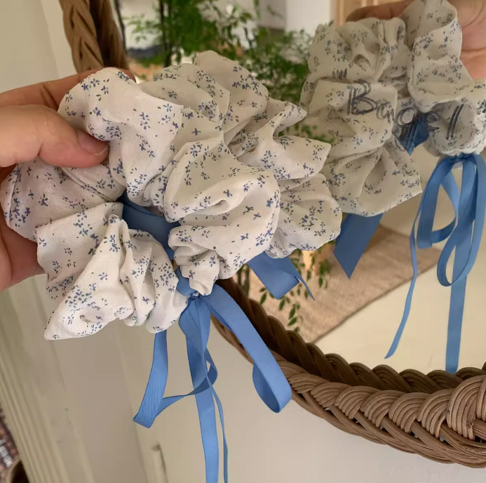 [2 FOR RM10] Blue Floral Ribbon Scrunchie