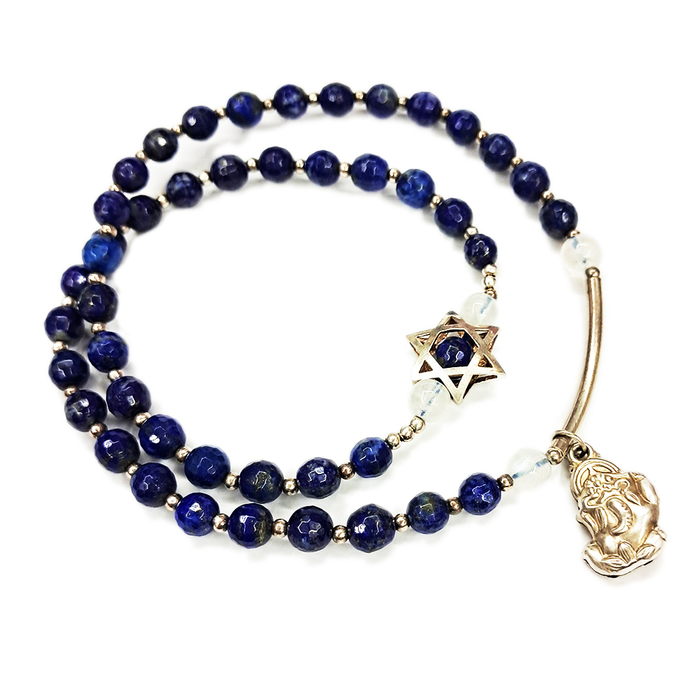 貔貅大衛星銀管{純銀}青金石手珠5mm【十方】145490