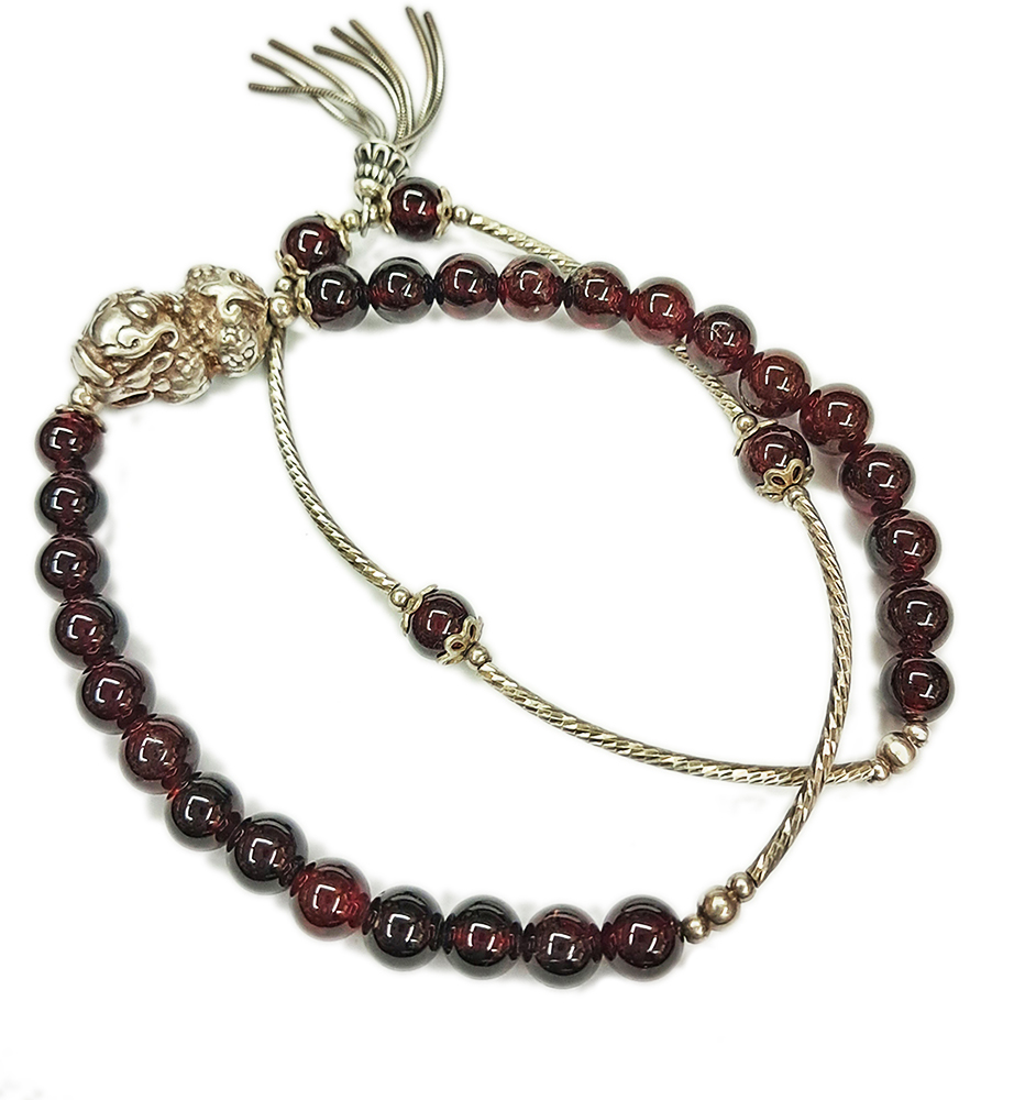 貔貅{925純銀}紅石榴石手珠5mm【十方】145536