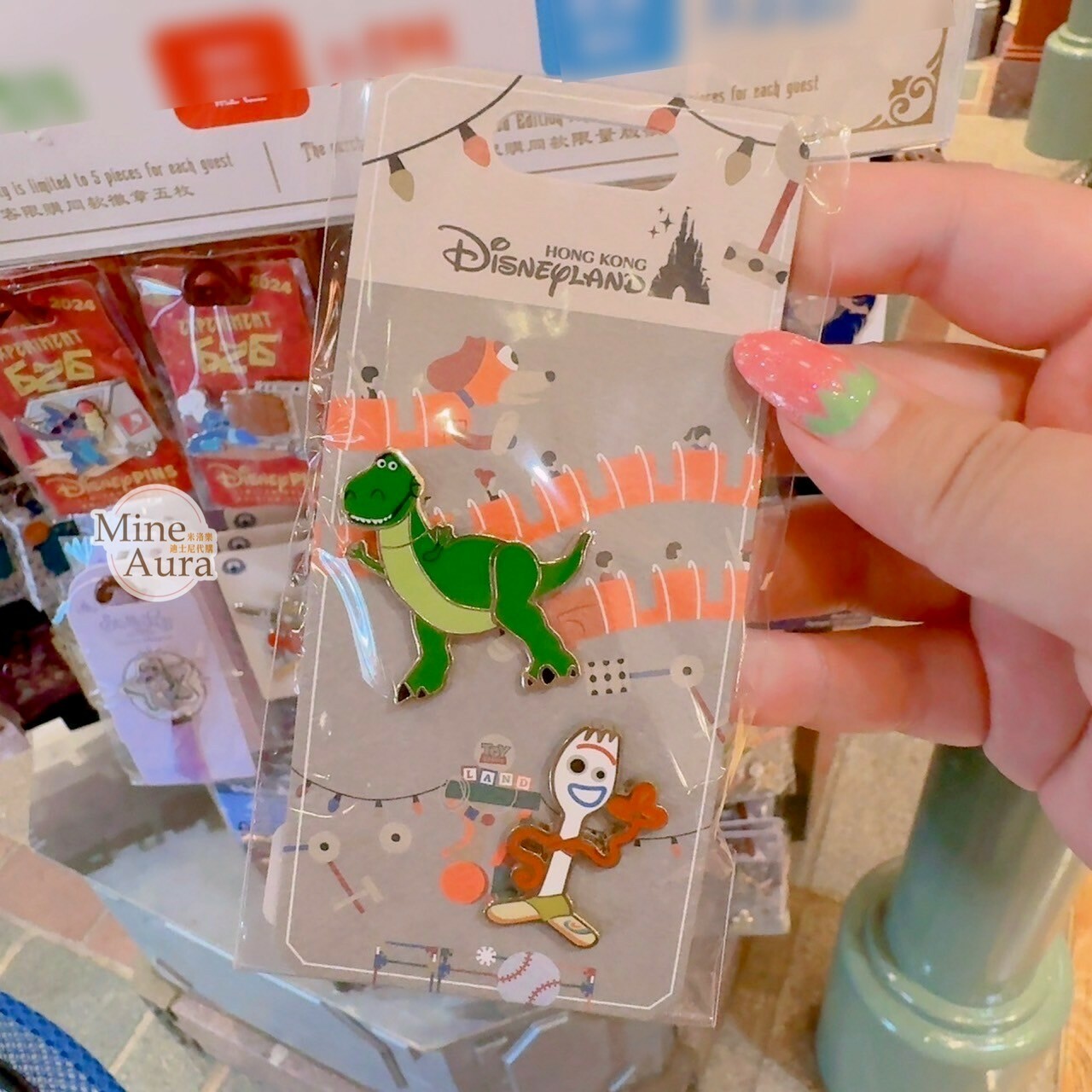 抱抱龍 Rex 叉奇 Forky 造型 徽章 PIN 玩具總動員 Toy Story -香港迪士尼樂園