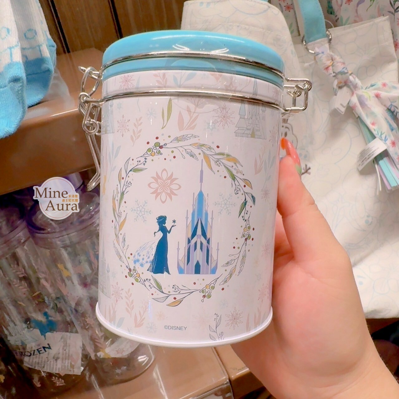 World of Frozen 限定 雪花造型 桂花風味 曲奇餅乾 圓桶 鐵盒 冰雪奇緣 Frozen -香港迪士尼樂園