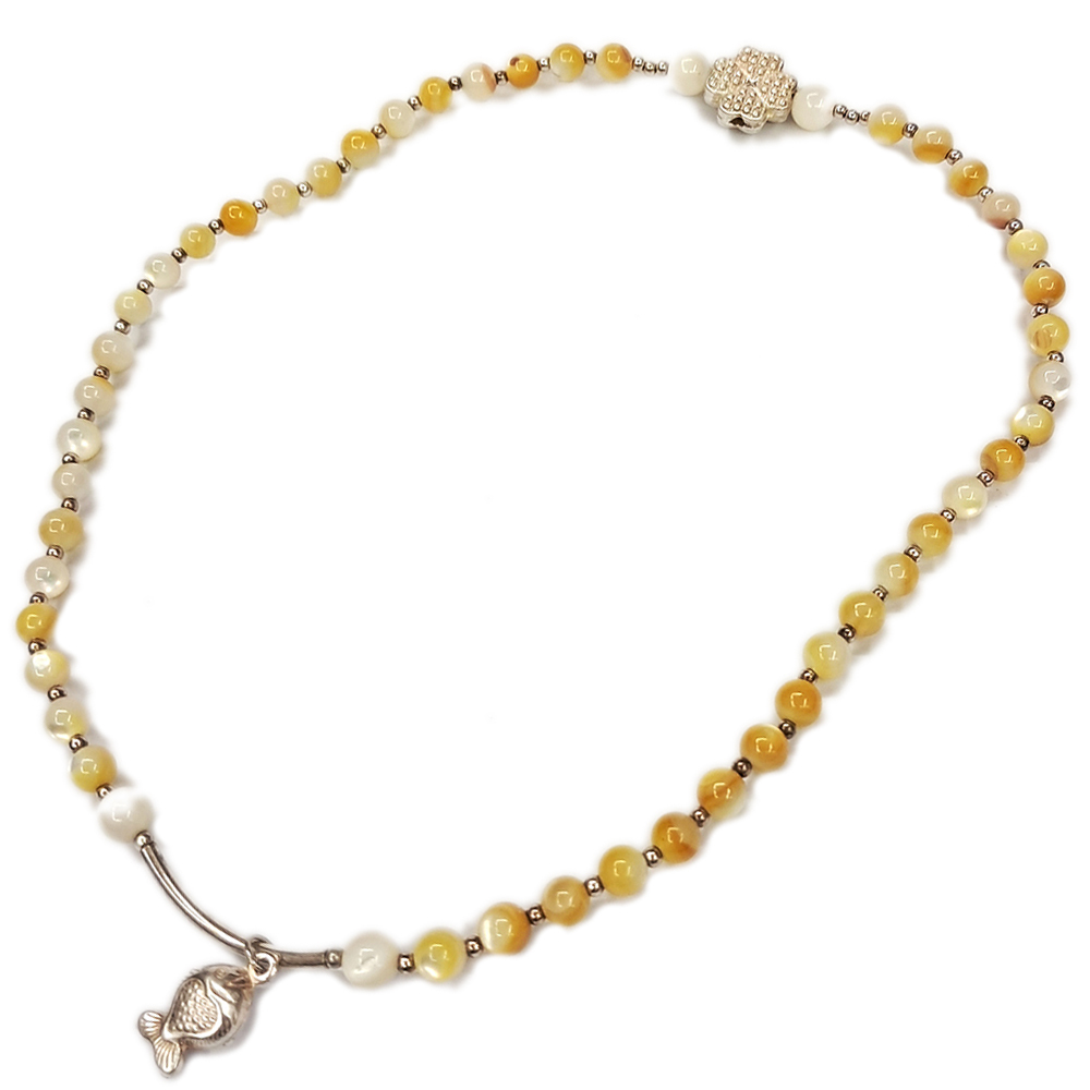 幸運有餘 925純銀+珍珠貝手珠5mm【十方】145486