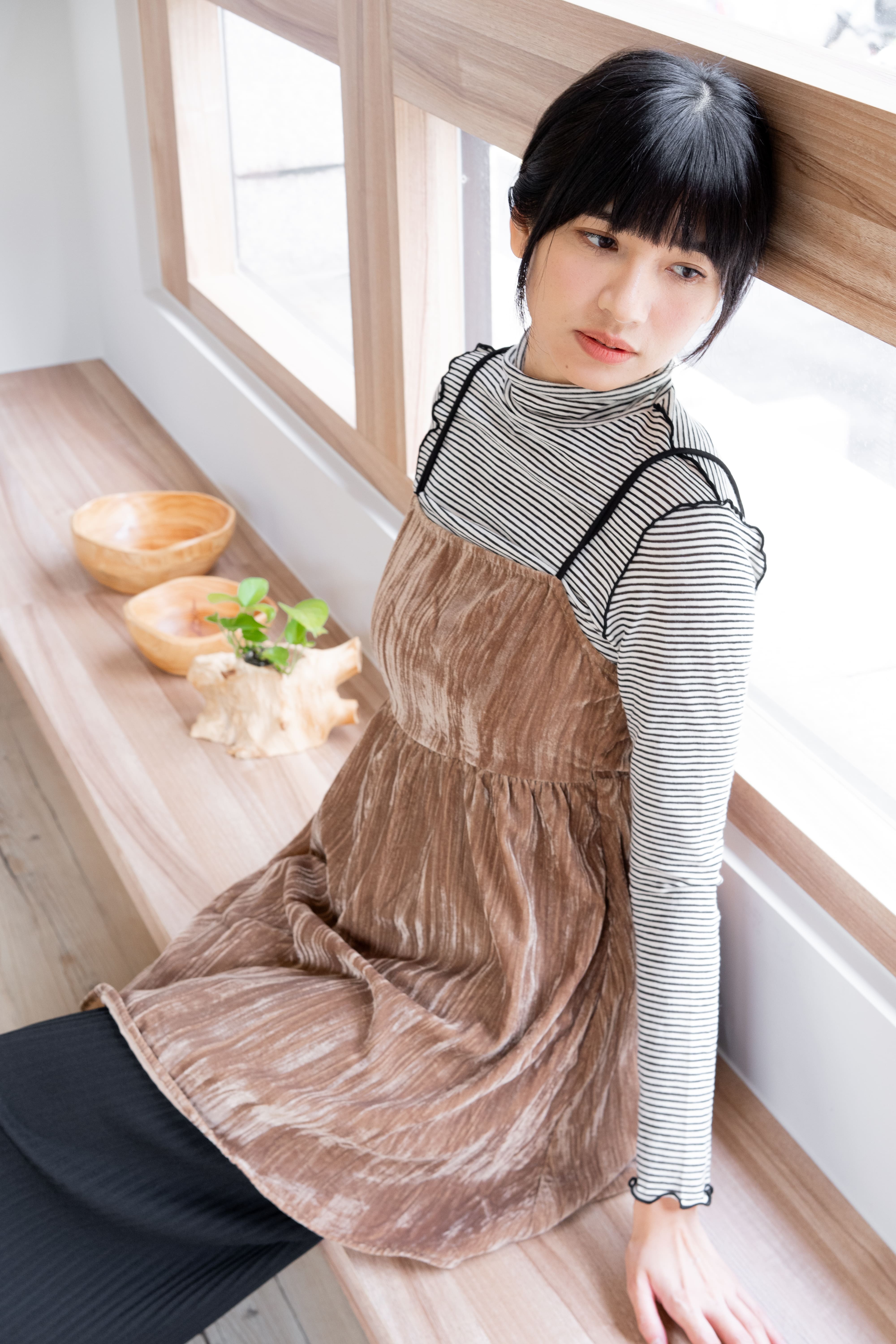 絲絨暗樹紋吊帶衫 - BL43293