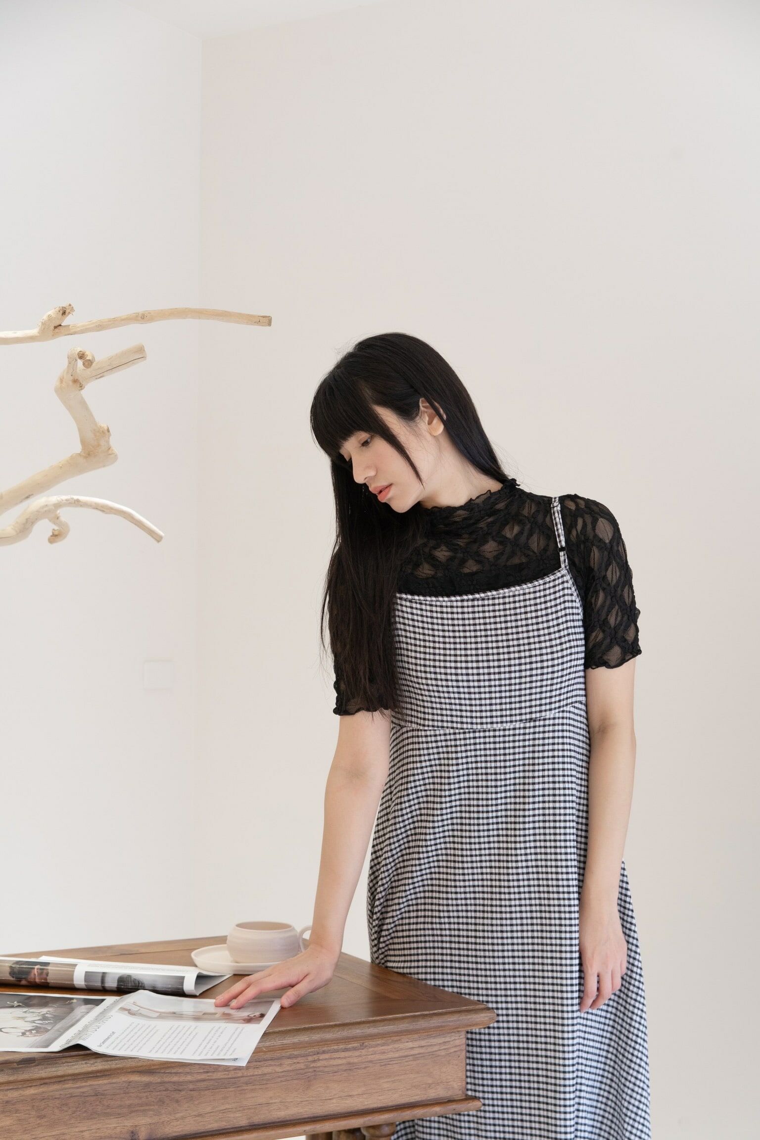 半領中袖紗網打底 - BL43292