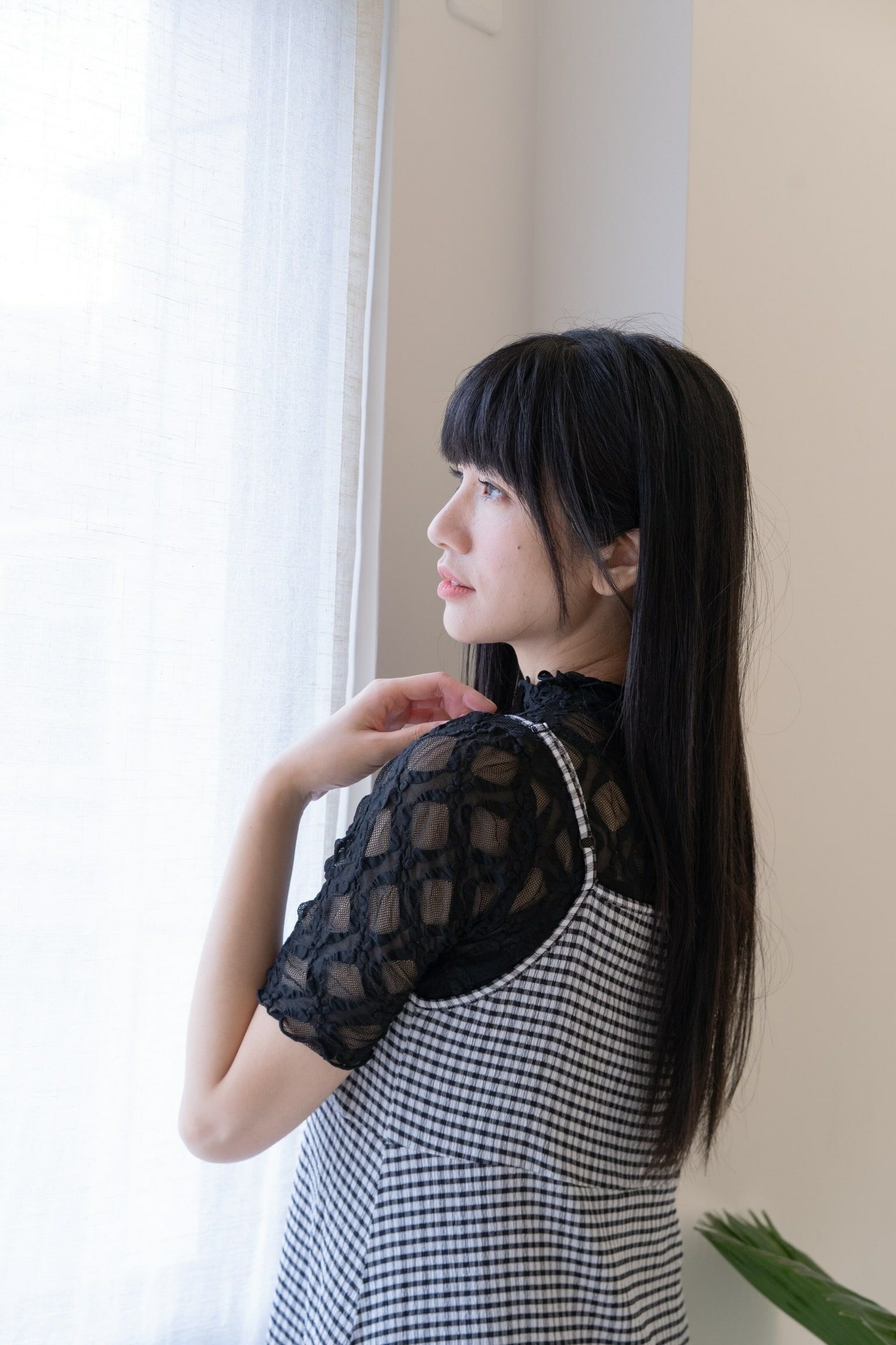 半領中袖紗網打底 - BL43292