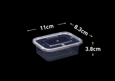 新款（300套裝）一次性帶蓋方形速食打包盒(透明色）（規格：200ml）（尺寸：11cm*8.3cm*3.8cm）
