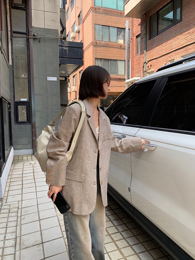 秋天新品 沙漠色西裝外套