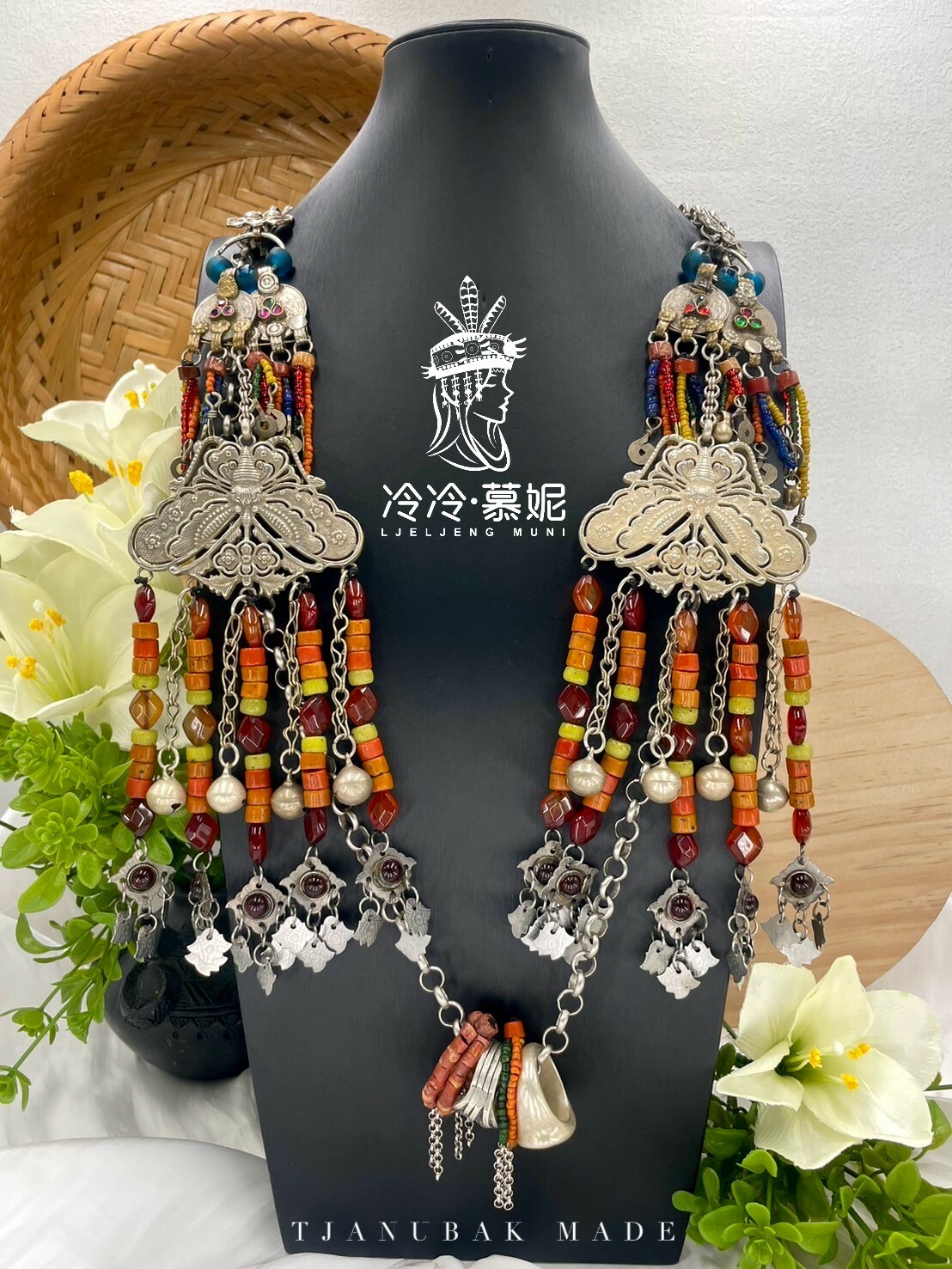 W-No.19藏銀串珠阿富汗老銀掛鏈90cm