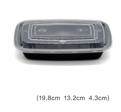 熱賣（150套裝）一次性美式長方形帶蓋速食打包盒(黑色）（規格：600ml）（尺寸：19.8cm*13.2cm*4.3cm）