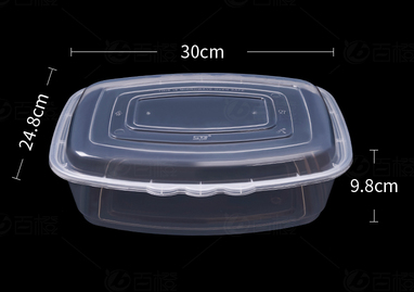 熱賣（50套裝）一次性方形帶蓋外賣打包盒（透明色）（規格：3500ml）（尺寸：30cm*24.8cm*9.8cm）