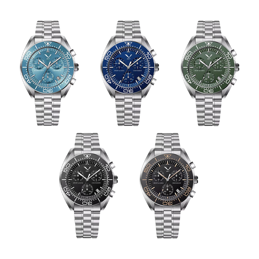 【SPECHT&SOHNE 施沛索恩】SP0007 特工007系列 三眼 計時 夜光 日期顯示 不鏽鋼 石英錶