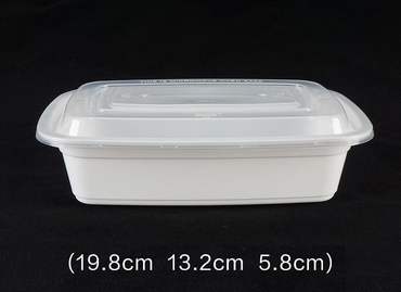 熱賣（150套裝）一次性美式長方形帶蓋速食打包盒(白色）（規格：850ml）（尺寸：19.8cm*13.2cm*5.8cm）