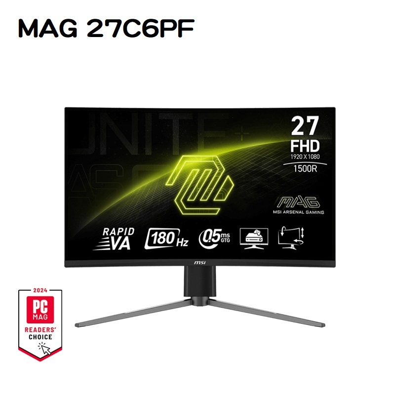 米特3C數位–MSI 微星 MAG 27C6PF 27吋 曲面電競螢幕/1500R/Rapid/VA/FHD/180Hz