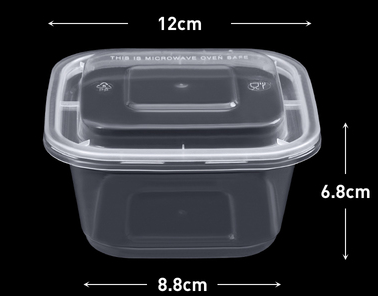 Hot Selling (Set of 300) Disposable Square Raised Lid American Fast Food Packing Box (Transparent Color) (Specification: 500ml) (Size: 12cm*6.8cm*8.8cm)