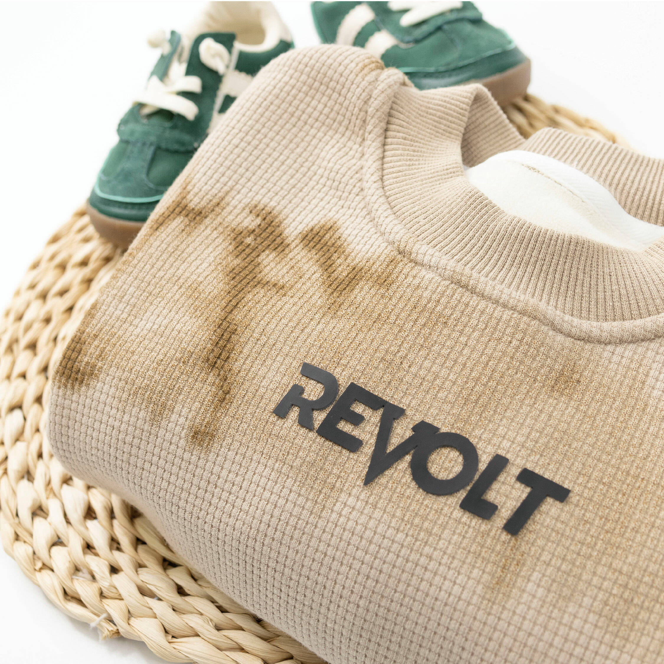 【H35467】復古暈染華夫格內刷毛上衣