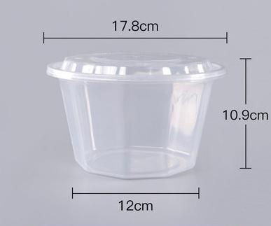 Hot sale (160 sets) disposable nine-corner American round fast food packaging box with lid (transparent color) (Specification: 1500ml) (Size: 17.8cm*10.9cm*12cm)