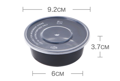 Hot Selling (Set of 1000) Disposable Round Fast Food Packing Box with Lid (Black) (Specification: 150ml) (Size: 9.2cm*3.7cm*6cm)