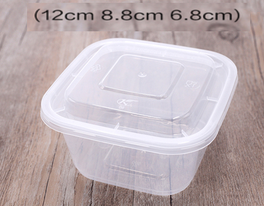 Hot Selling (180 Set) Disposable Square Raised Lid American Fast Food Packing Box (Transparent Color) (Specification: 500ml) (Size: 12cm*8.8cm*6.8cm)