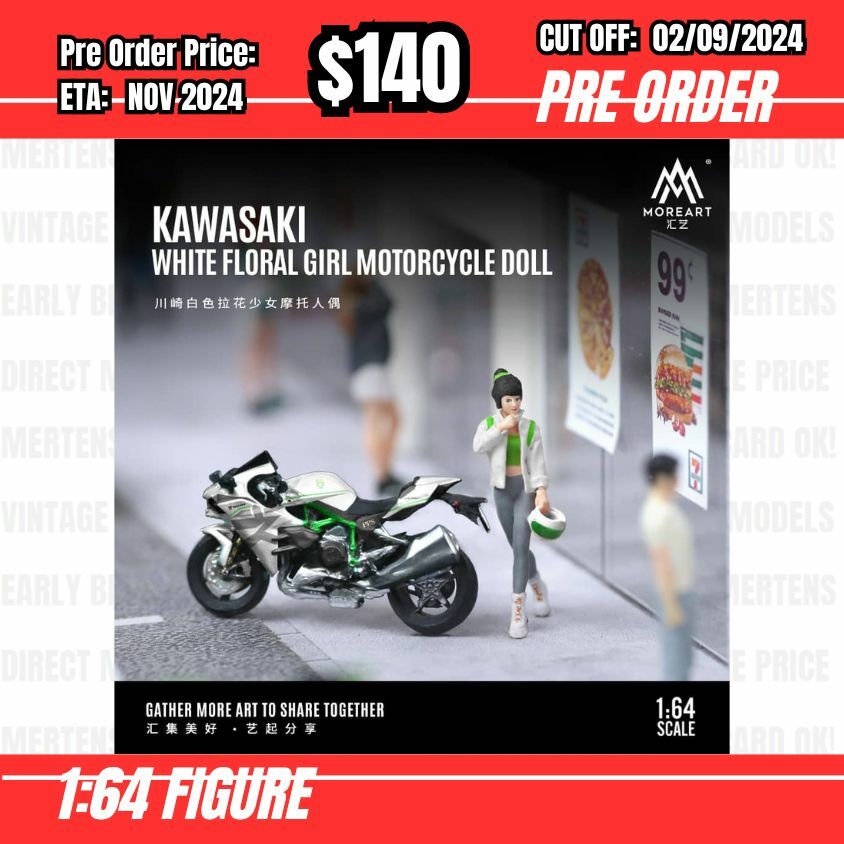 PO-$140 * Moreart * 1:64 Figure - Kawasaki White Floral Girl Motorcycle Doll [OD28/08]