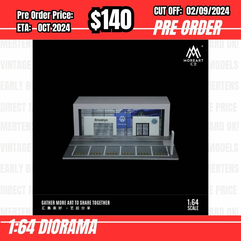 PO-$140 * Moreart * 1:64 Diorama - Auto Show Room Volkswagen (30x30x11cm) [OD28/08]