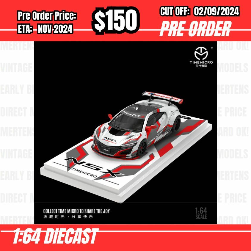 PO-$150 * Time Micro * 1:64 NSX NC2 White/Red [OD28/08]