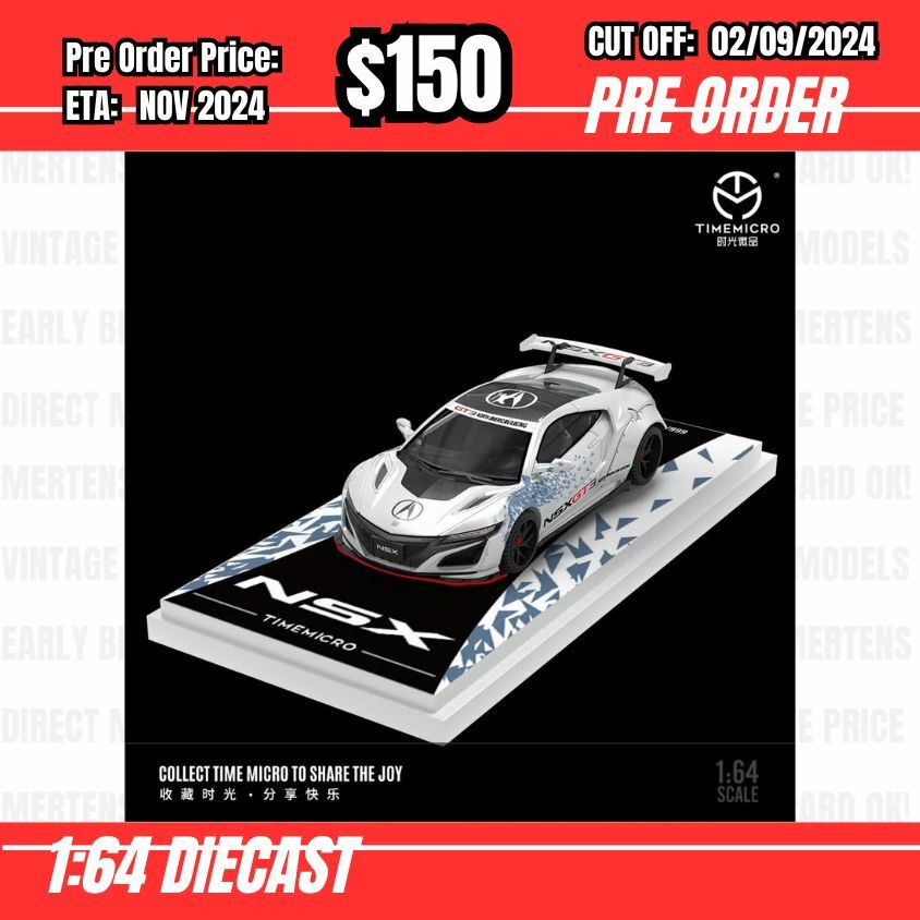 PO-$150 * Time Micro * 1:18 NSX NC2 White/Blue [OD28/08]