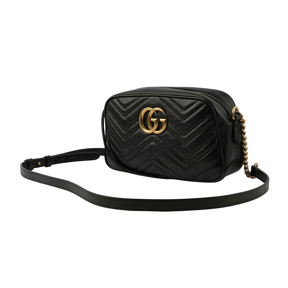 【GUCCI】小牛皮GG Marmont肩背/斜背包(黑色) 447632 DTD1T 1000