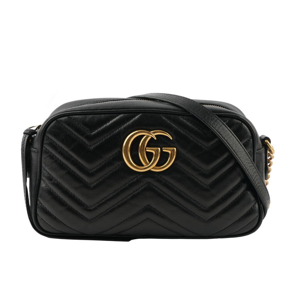 【GUCCI】小牛皮GG Marmont肩背/斜背包(黑色) 447632 DTD1T 1000
