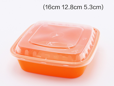 熱賣（200套裝）一次性正方形凸蓋美式速食打包盒(橙色）（規格：650ml）（尺寸：16cm*12.8cm*5.3cm）