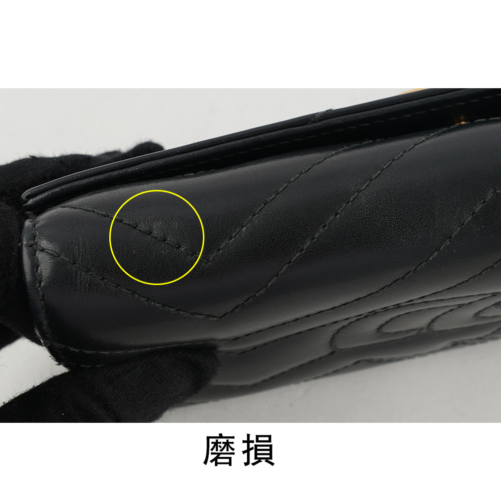 【GUCCI】GG Marmont 牛皮金屬雙G LOGO翻蓋長夾(黑色) 443436 DTD1T 1000