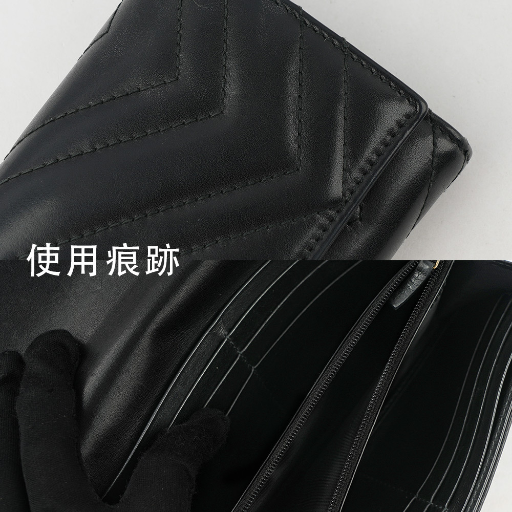 【GUCCI】GG Marmont 牛皮金屬雙G LOGO翻蓋長夾(黑色) 443436 DTD1T 1000