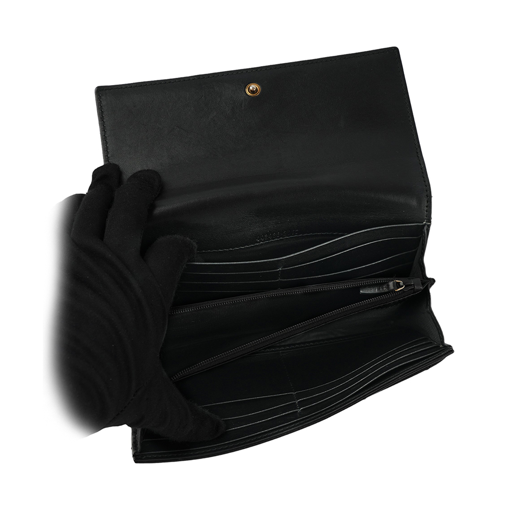 【GUCCI】GG Marmont 牛皮金屬雙G LOGO翻蓋長夾(黑色) 443436 DTD1T 1000