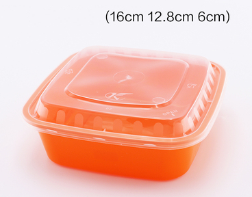 熱賣（200套裝）一次性正方形凸蓋美式速食打包盒(橙色）（規格：750ml）（尺寸：16cm*12.8cm*6cm）