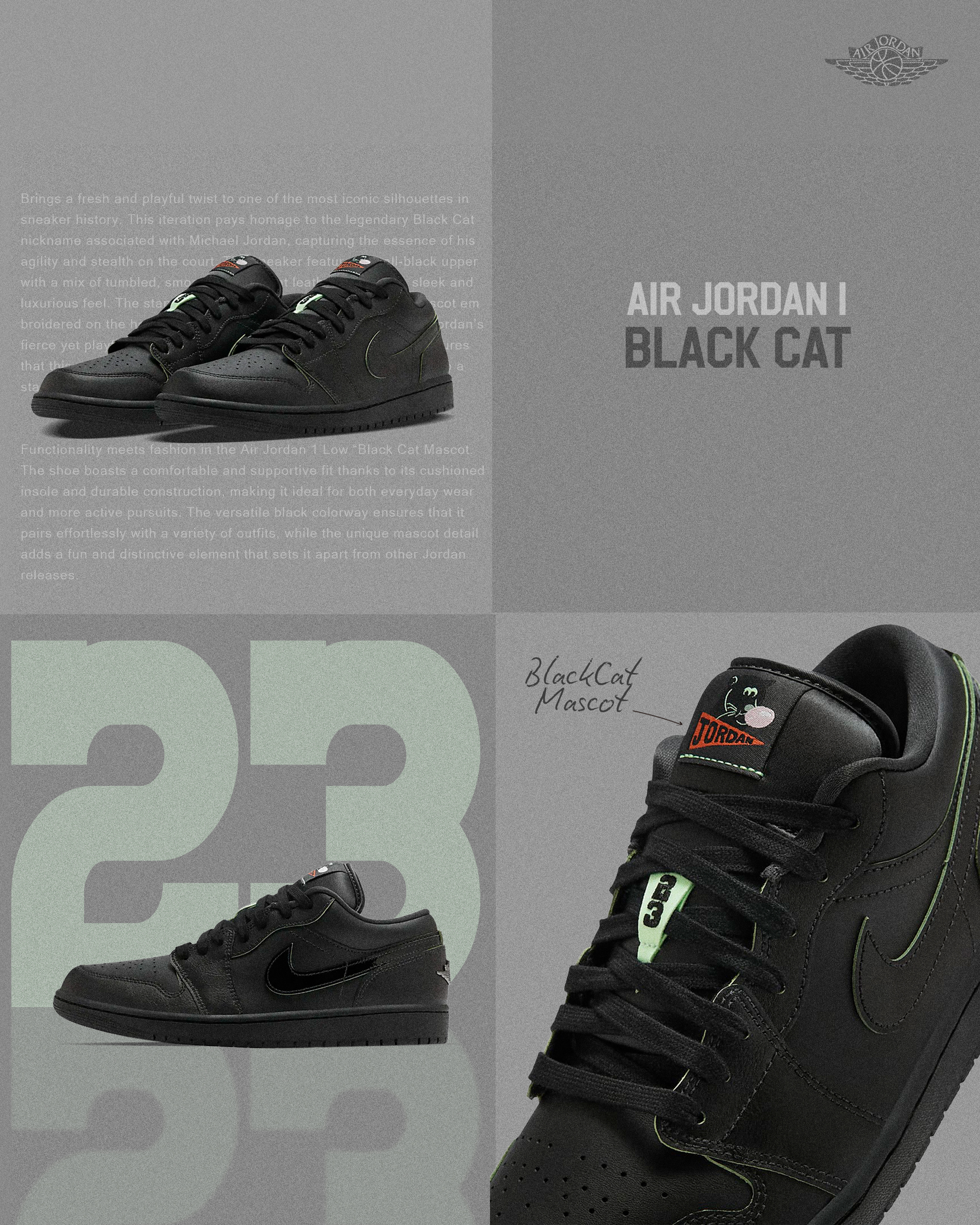 iSNEAKERS｜Air Jordan 1 Low SE "Black Cat Mascot" 黑豹 HM3690-001