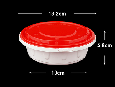 熱賣（200套裝）一次性速食打包盒（鎖扣紅蓋款）（尺寸：13.2cm*4.8cm*10cm/容量370ml）