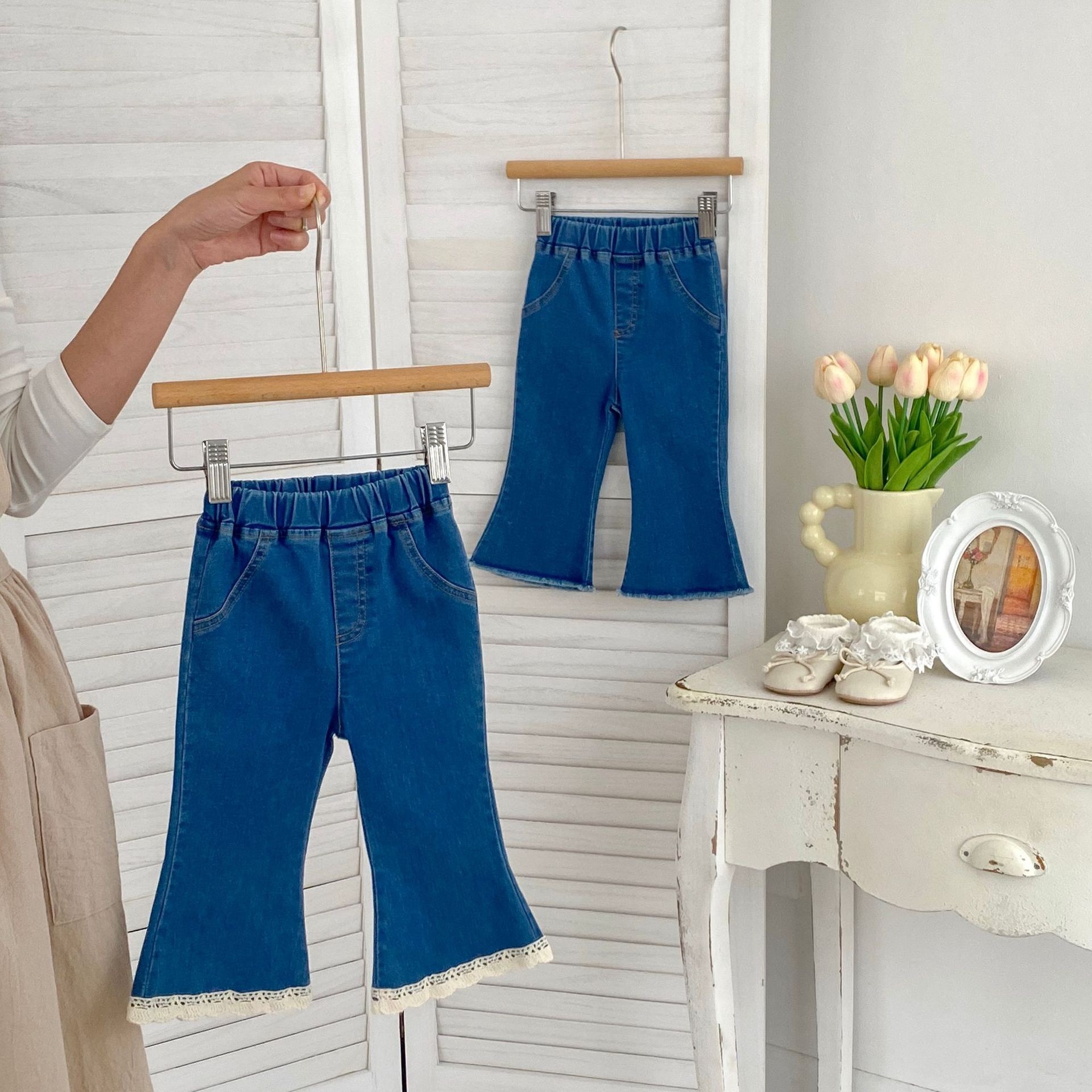 現貨100純色｜女孩百搭時髦喇叭褲