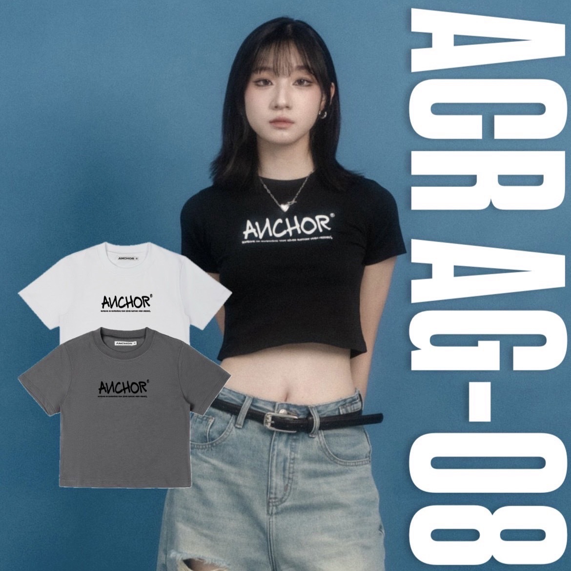 ANCHOR ACR AG-08 女款 短版 隨興 字母 印花 女生 短T 短袖 上衣 個性