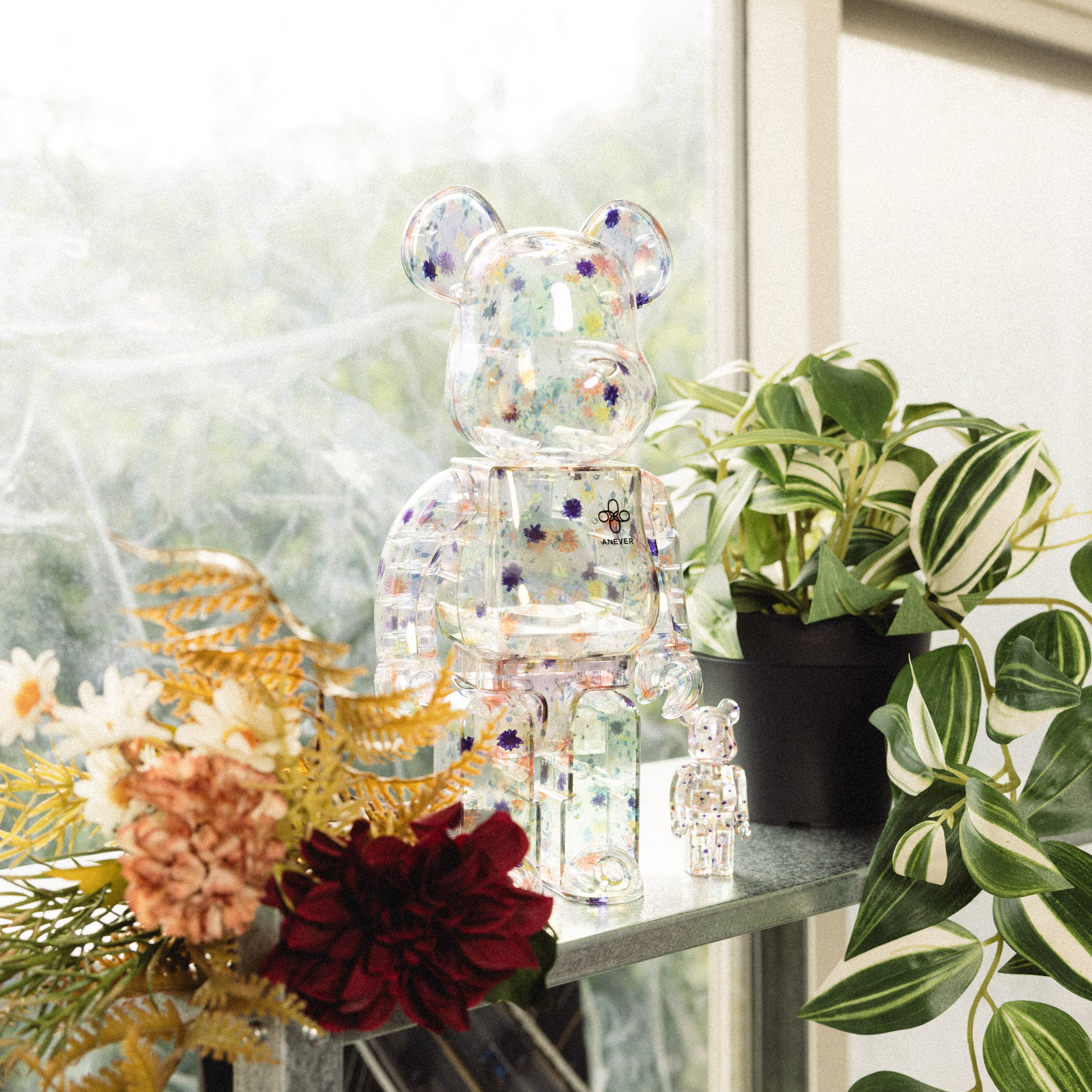 BE@RBRICK ANEVER 400%+100% 彩色碎花 透明熊