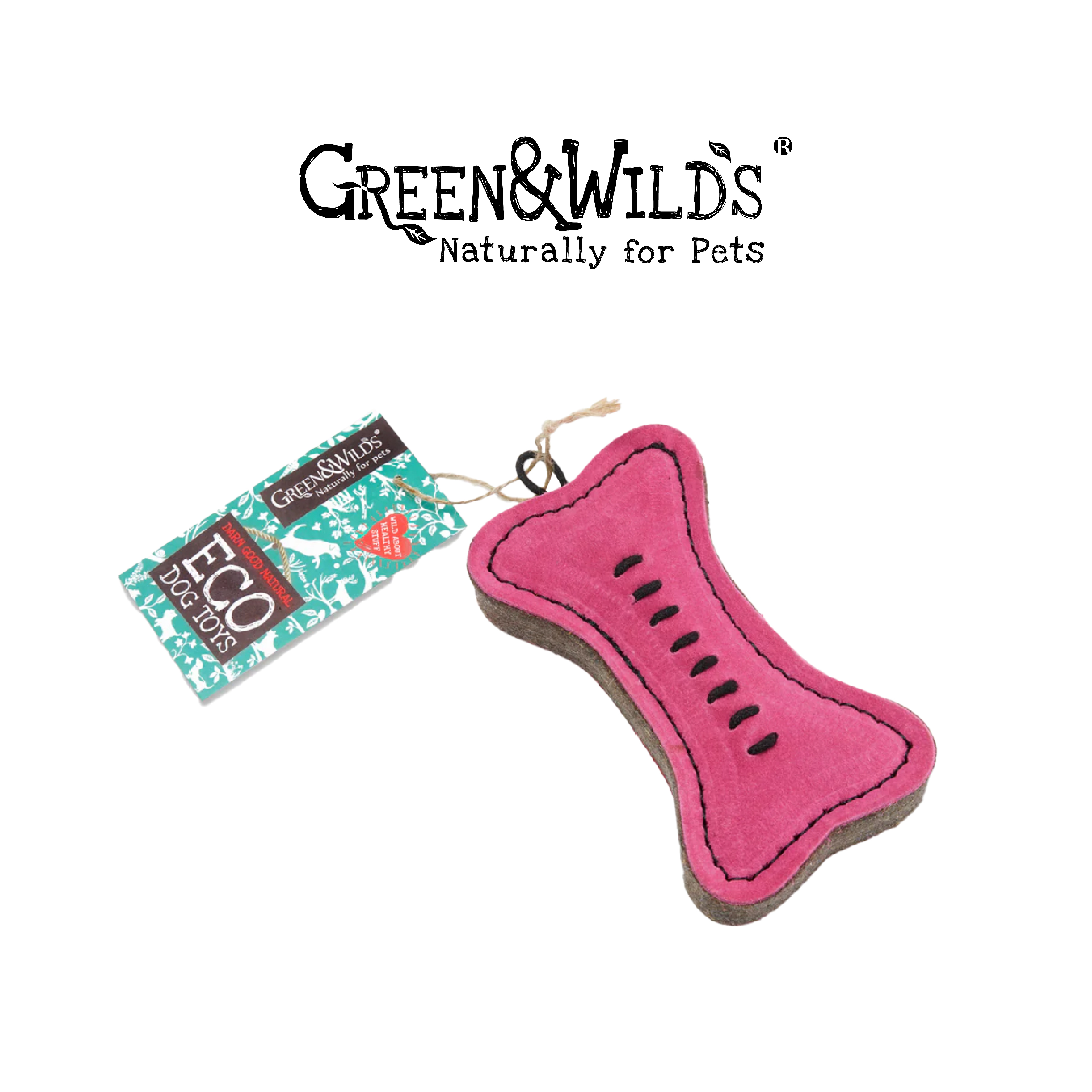 GREEN & WILDS- 天然黃麻製犬用啃咬玩具 -桃粉骨頭