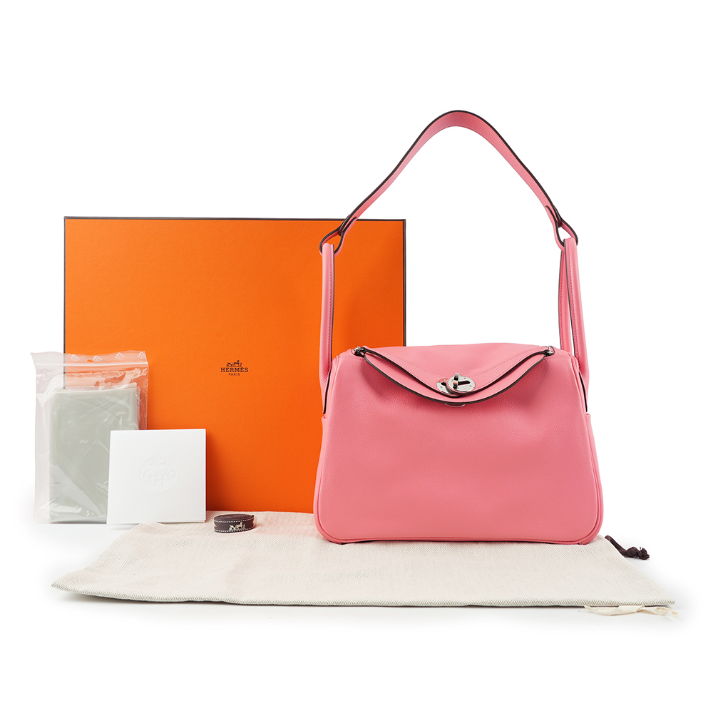 【HERMES】銀釦 EVERCOLOR Lindy 26cm(夏日玫瑰粉)  H073430CKK4