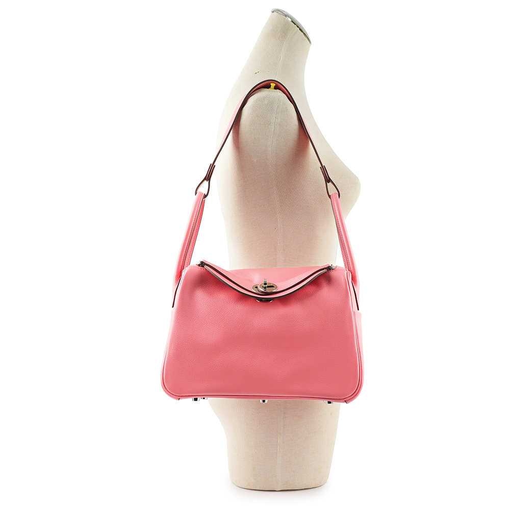 【HERMES】銀釦 EVERCOLOR Lindy 26cm(夏日玫瑰粉)  H073430CKK4