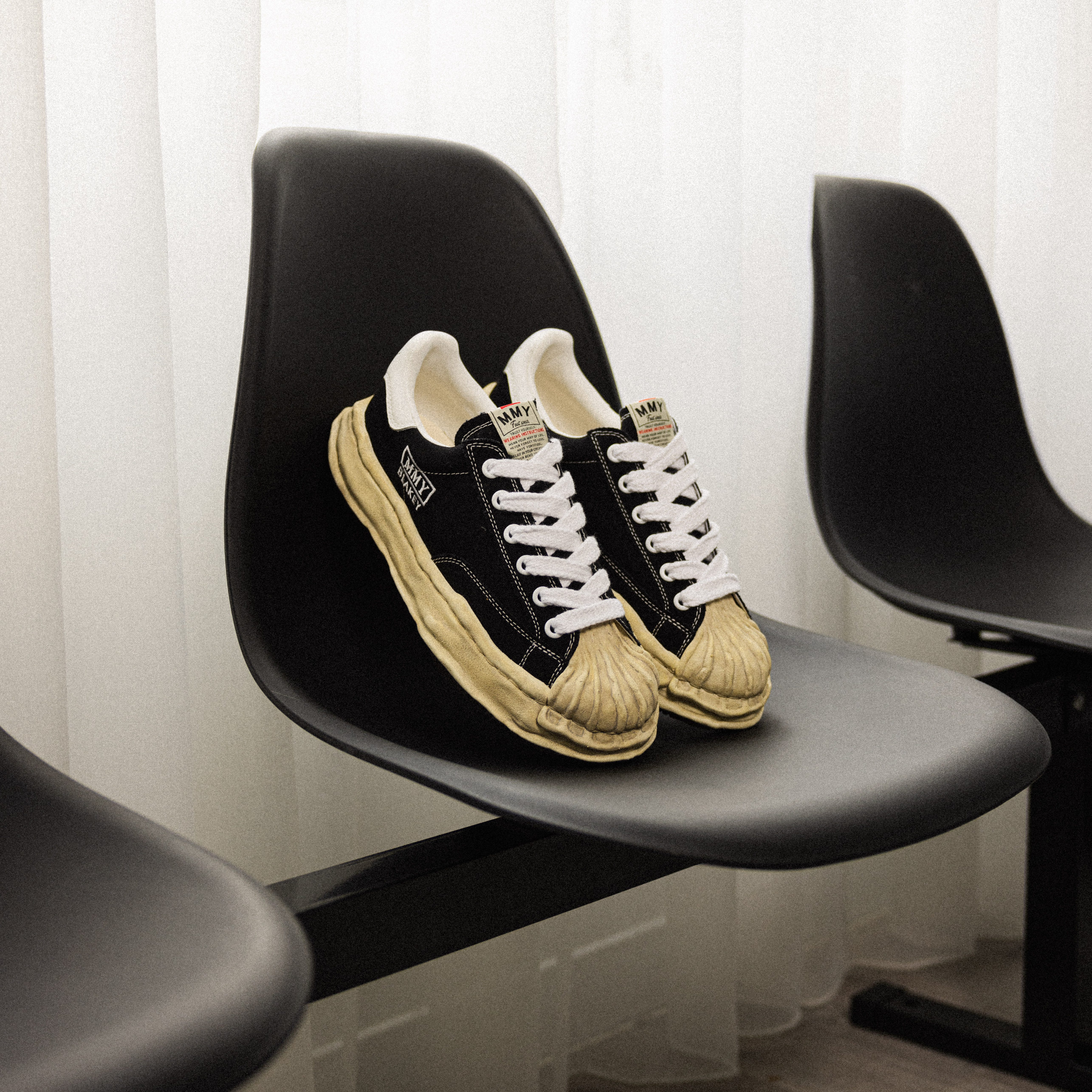 -(A7a)-MAISON MIHARA YASUHIRO BLAKEY "BLAKEY" VL OG SOLE CANVAS LOW-TOP SNEAKER MMY 三原康裕 溶解鞋 帆布低筒 貝殼頭 仿舊 髒髒鞋-A13FW728