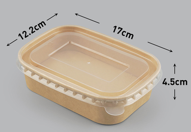 熱賣（50套裝）一次性牛皮紙餐盒（pp蓋）（規格：580ml）（尺寸：12.2cm*17cm*4.5cm）