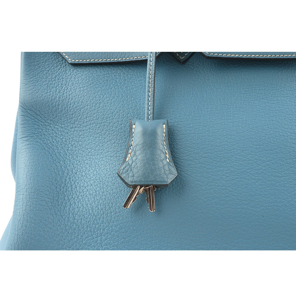 【HERMES】Birkin 35cm 銀釦牛皮手提包(藍色) HE12000251