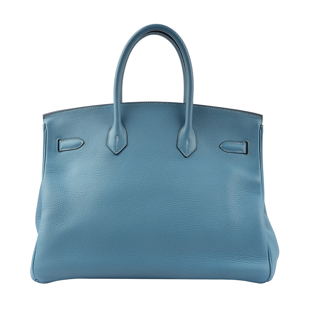 【HERMES】Birkin 35cm 銀釦牛皮手提包(藍色) HE12000251