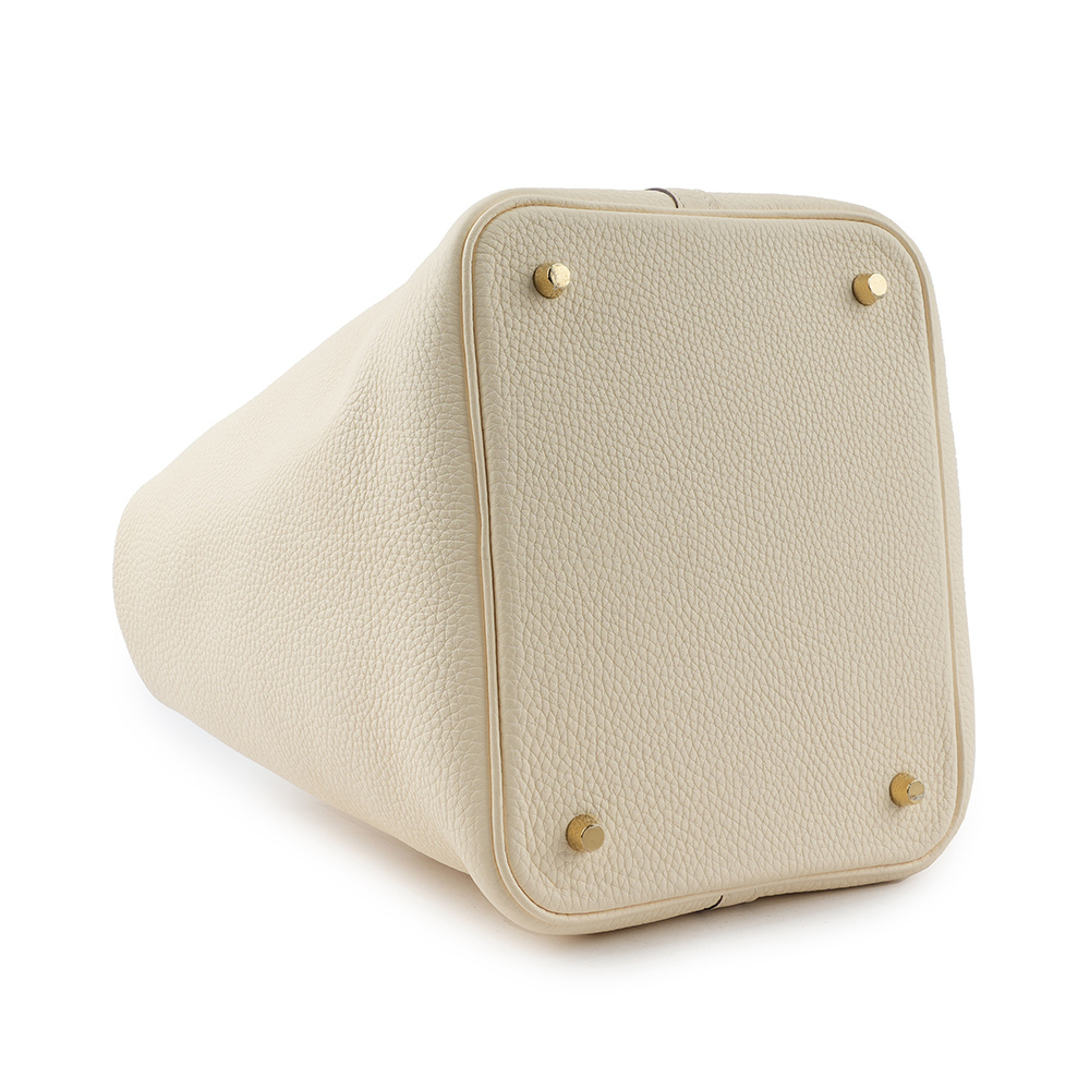 【HERMES】Picotin Lock 22cm MM手提水桶包(奶油白) H060991CC I2