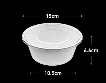 熱賣（300套裝）一次性帶蓋圓形速食打包盒(乳白色）（規格：750ml）（尺寸：15cm*6.6cm*10.5cm）