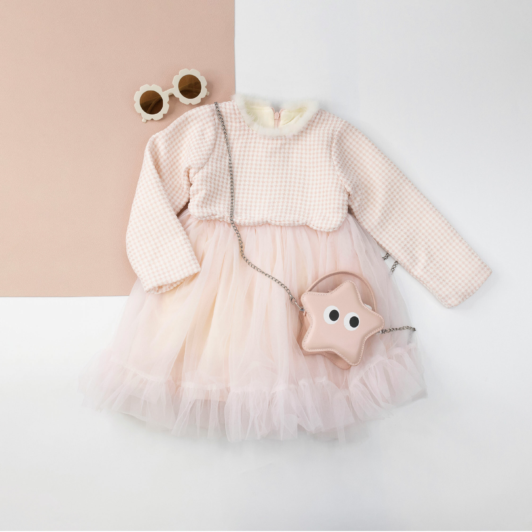 【H35603】氣質千鳥格內刷毛洋裝