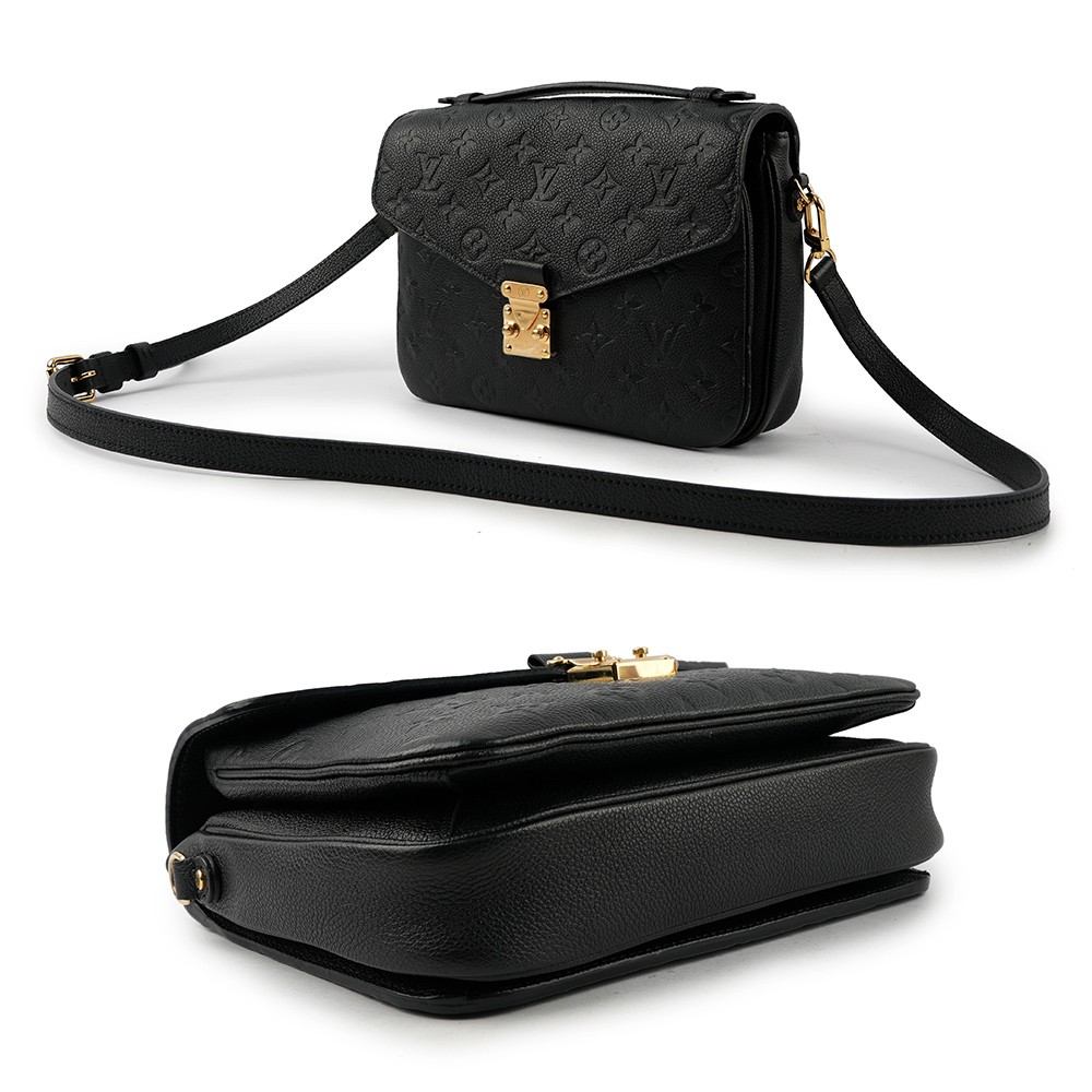 【Louis Vuitton / LV】POCHETTE METIS 牛皮壓紋郵差包(小款)(黑色) M41487