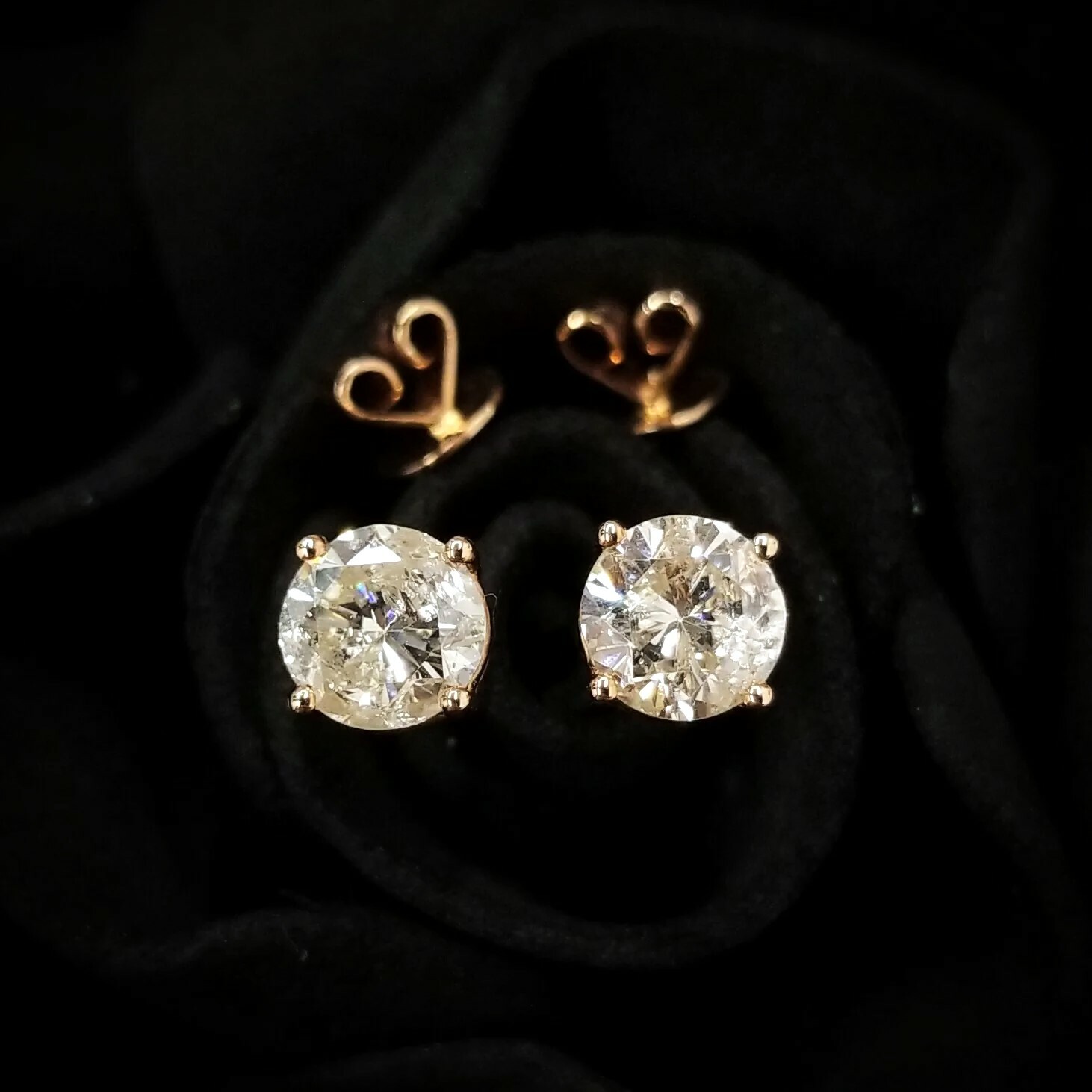 全新18K玫瑰金【主石1卡44份鑽石】耳環